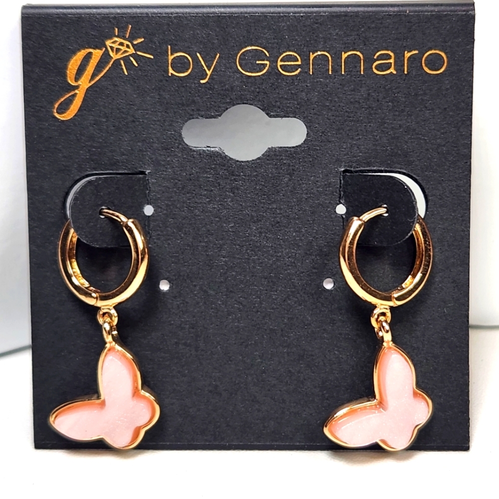 G by Gennaro Butterfly Charm Hoop Earrings Statement Jewelry